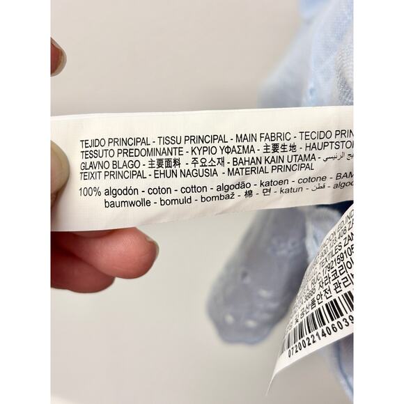 NWT Zara Eyelet Sleeveless V-Neck Playsuit with Bow Detail Pale Blue Women's M - Picture 5 of 5